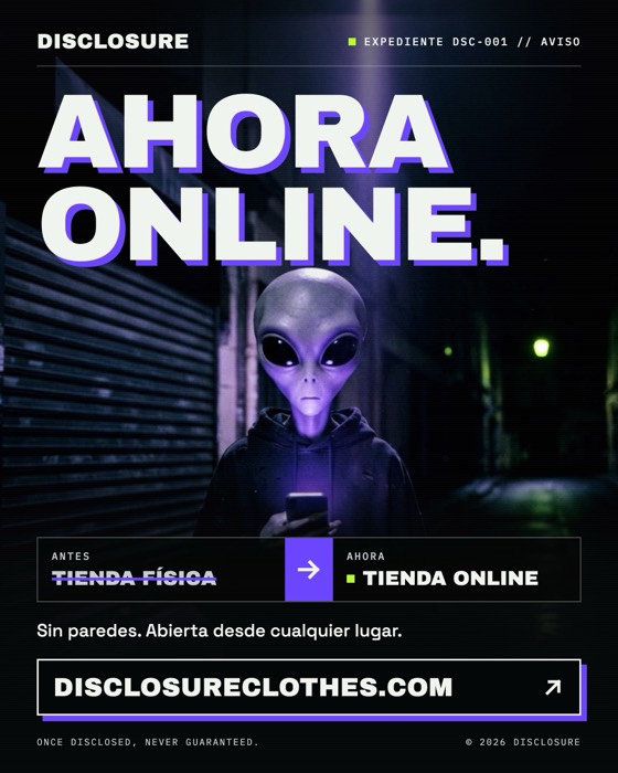 Cartel que anuncia que la tienda ahora es online