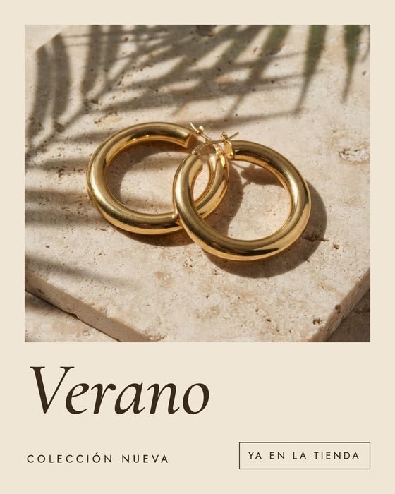 Cartel de la colección nueva, con los aros dorados