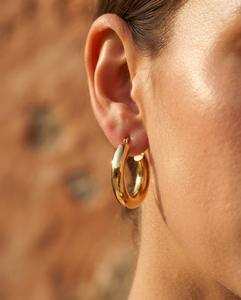 Primer plano de una oreja con un aro dorado